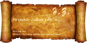 Hruska Zakariás névjegykártya